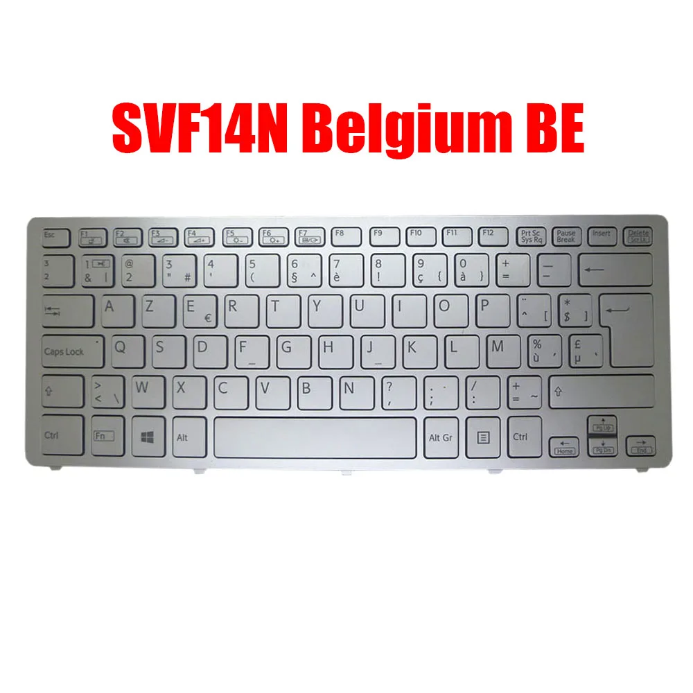 

New Belgium BE Laptop Keyboard For SONY SVF14N 149264191BE 9Z.NABBQ.51A AEFI2B000203A Silver With Backlit Frame