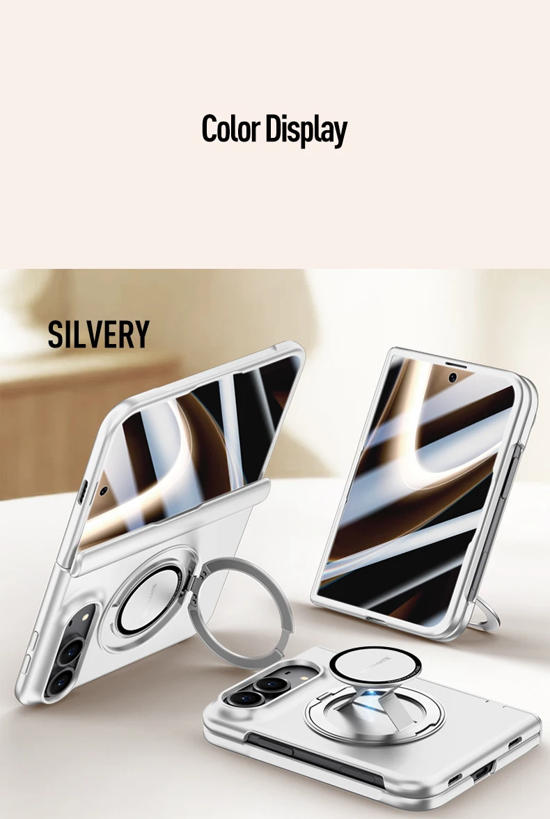 Luxury 360 Rotating Magnetic Stand Hand Strap Case for iPhone Duo 18 Duo Fold Wide Shockproof for Magsafe Film-Integrated Cover