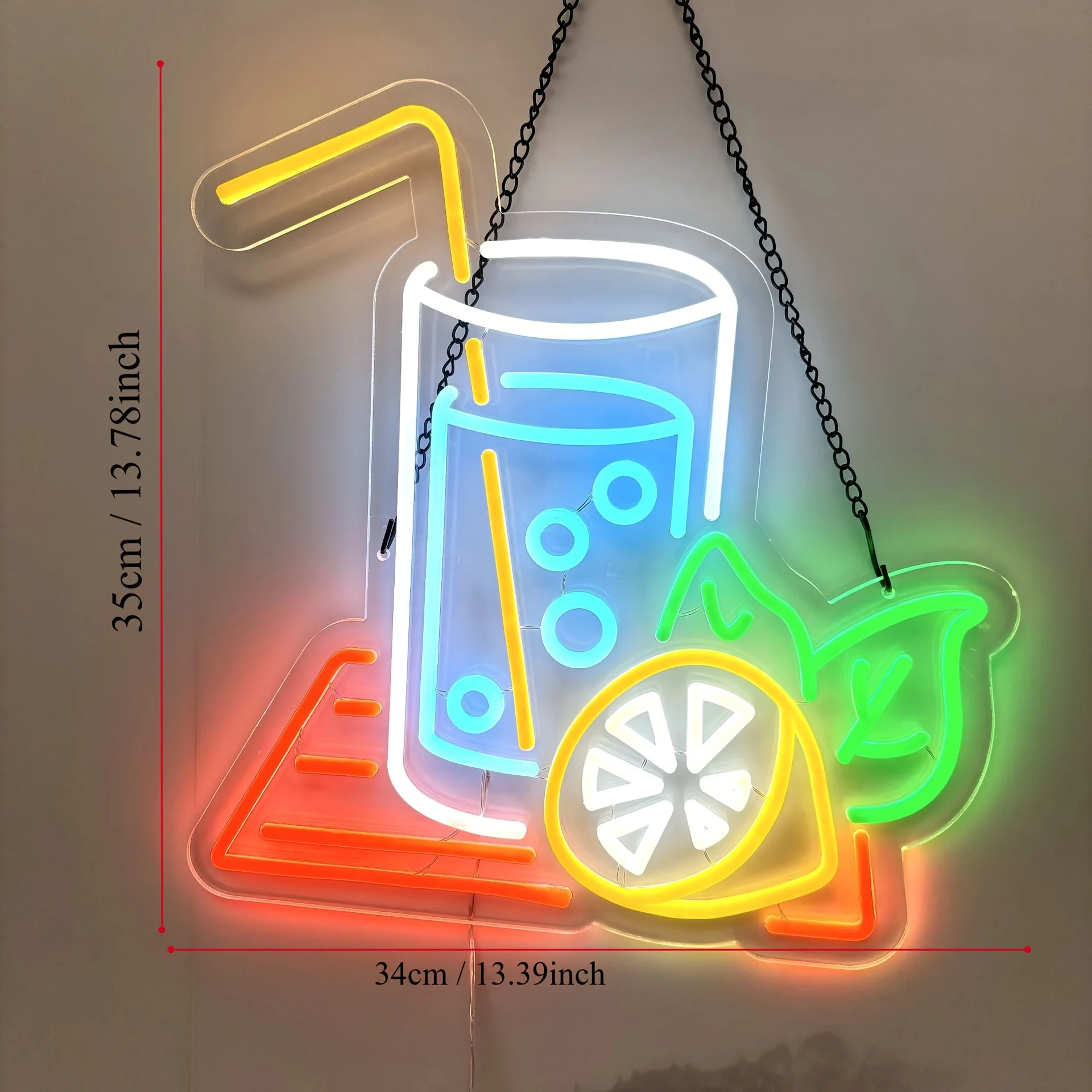 Soda Lemon Neon Sign Adjustable Lighting LED Ambient Light USB Coffee Shop Night Light Signboard Light for Drink Shops and Bars