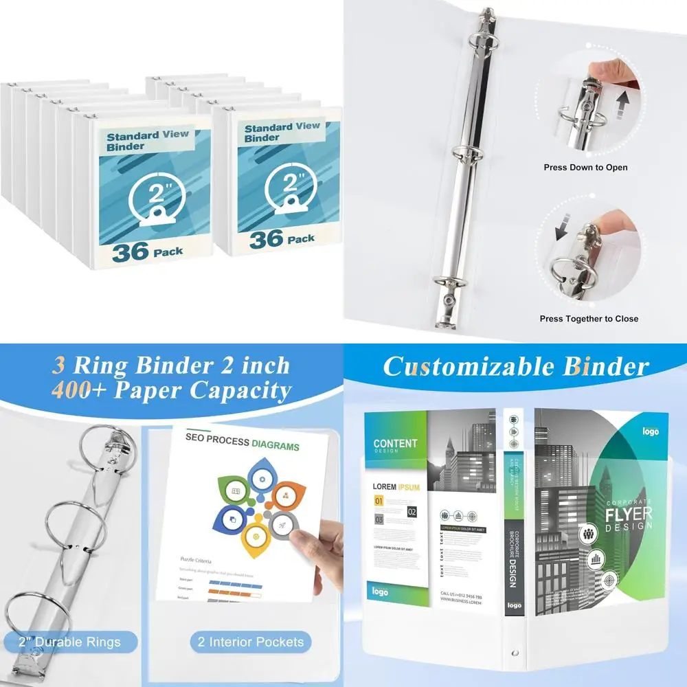 

Папка-скоросшиватель формата Letter, 2-3 кольца, белая, прочная, 36 штук в упаковке