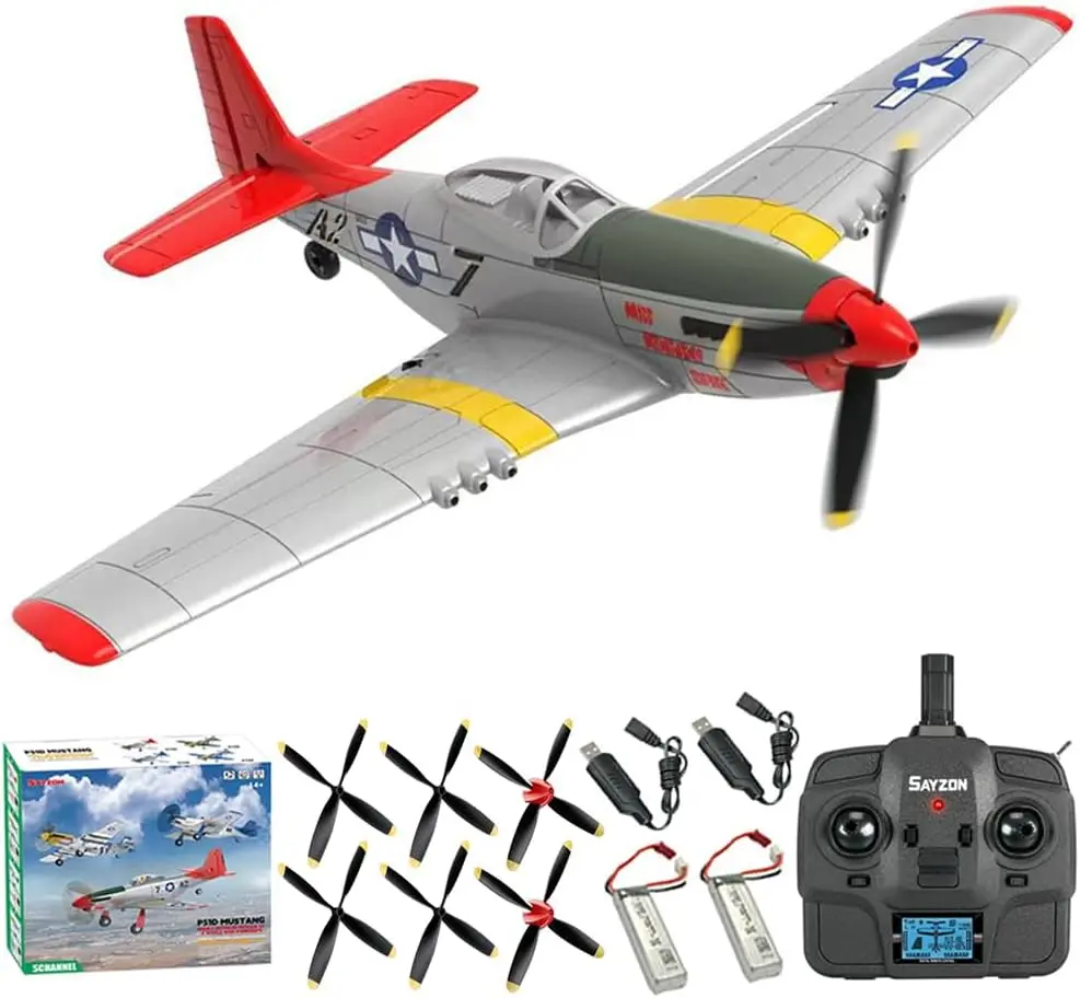 P51D Mustang RC Plane 5-Channel 3D/6G Remote Control Stunt Aircraft 2.4GHz Brushless Motor RTF for Adults And Beginners