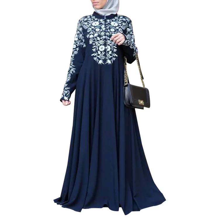 Dubai Saudi Elegant Muslim Dress Print Flower Islamic Prayer Clothes Women Ramadan Robe Kimono Ethnic Modest Abayas Kaftan S-5XL