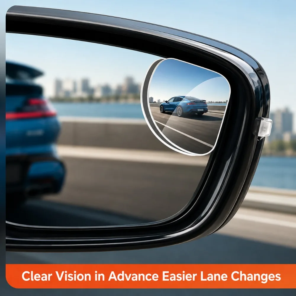 2pcs Universal Fit Glass Car Wide-angle Blind Spot Rearview Mirror 360° Adjustable High-definition with Applicable for All Cars