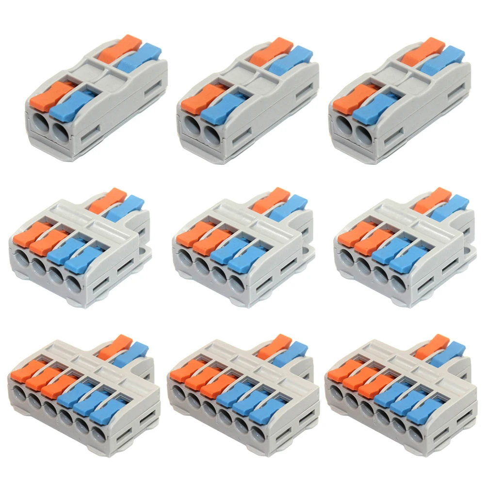 9pcs Wire Connectors Universal Compact Splitter Electrical Conductors Push-in Home Terminal Block Mini Fast Connector Kit