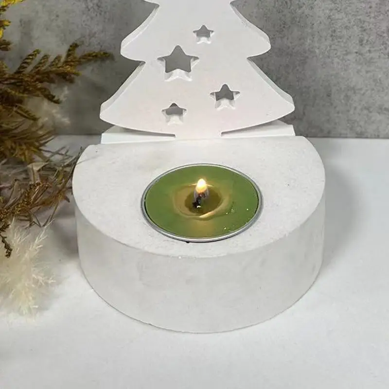 Christmas Tree Candle Holder Mold Resin Candlestick Casting Molds 3D Gypsum Cement Crafts Home Decor Ornaments Making Moulds