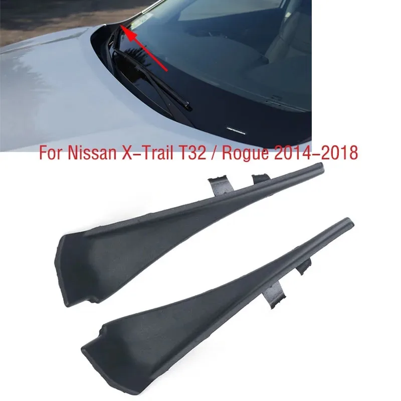 1 Pair Car Front Windshield Wrap Corner Trim Wiper Side Trim Cover Lid Plate For Nissan X-Trail Xtrail T32 Rogue 2014-2018