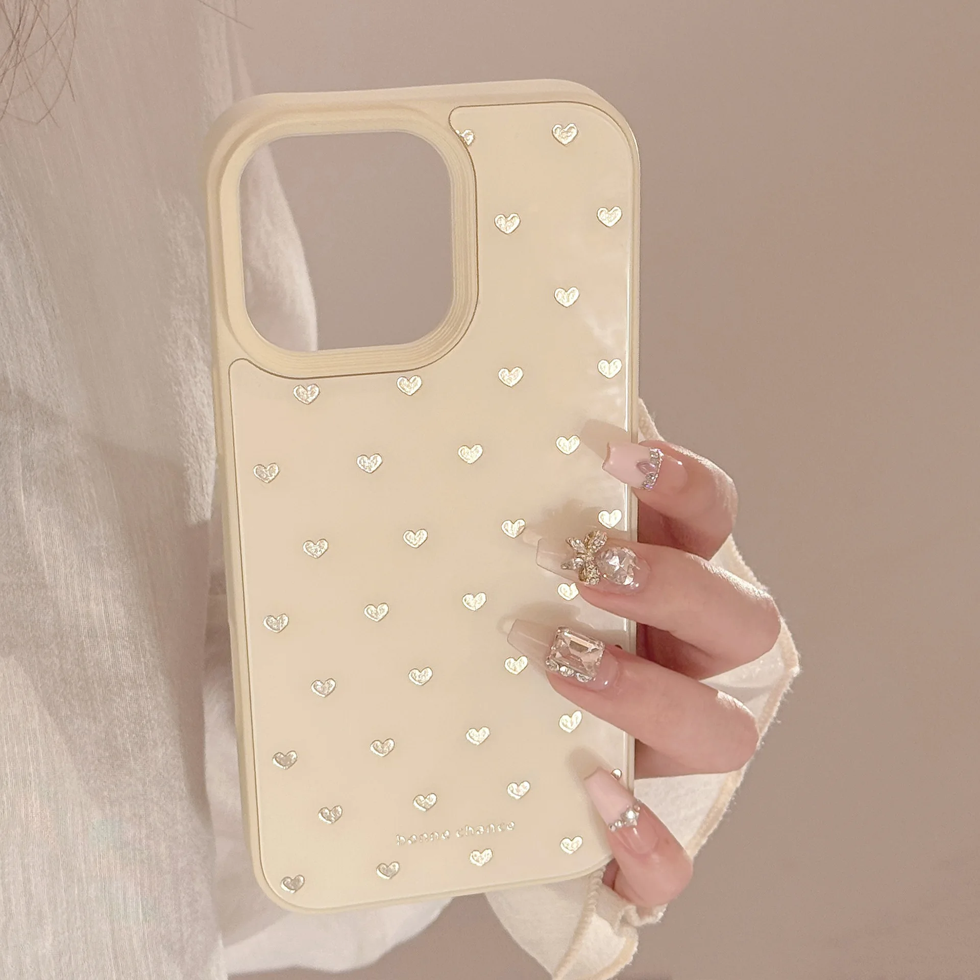 Koreanische Vollbild-Handyhülle mit Gelbem Liebesherz für iPhone 17 Air 16 15 14 13 12 11 Pro Max Stoßfeste Schutzhülle