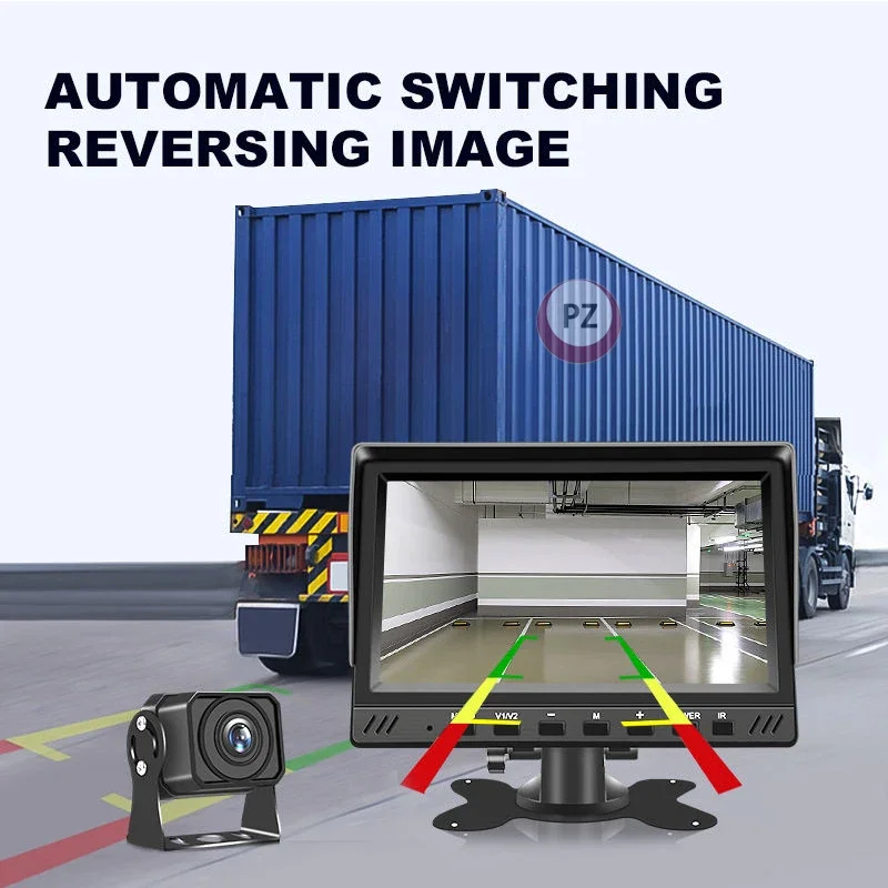New Arrival 7 Inch 2-Channel Car Reverse Backup Camera For Truck RV Bus Car Vessel Boat Ferry ADAS Waterproof Function