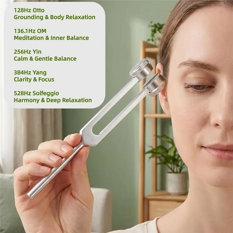 ABUE-For Healing Set 5 In 1 Tuning Forks Sound Therapy Kit- 128Hz, 136.1Hz, 256Hz, 384Hz, 528Hz With Activator& Case Included