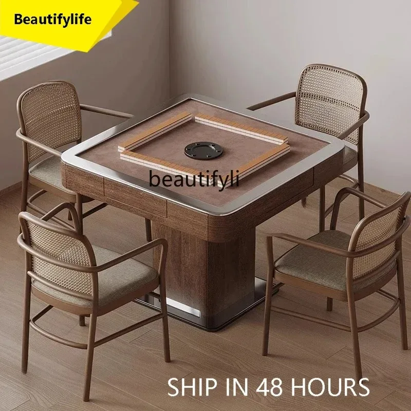 cn8350 ssSolid mahjong table mute new Chinese mahjong machine automatic household dining table integrated multi-function