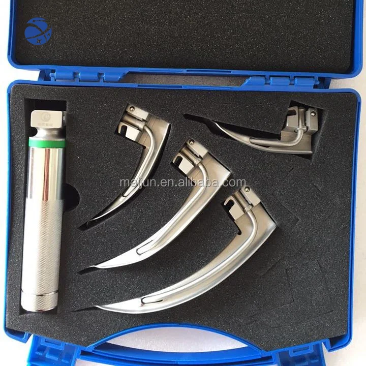 Manufacturer Supply Ent Anesthesia Laryngoscope LED cold light fiber optic laryngoscope set with mac blades