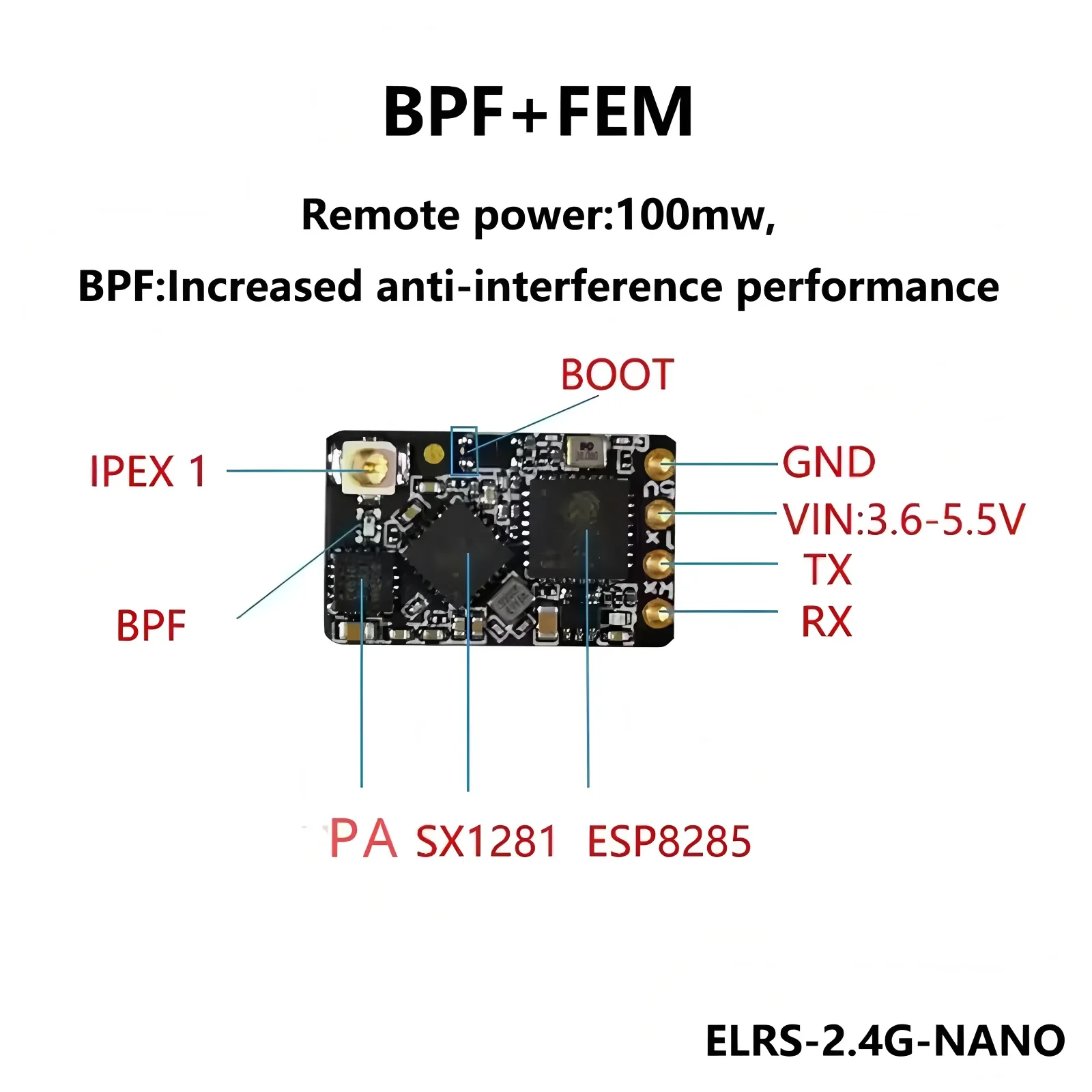 ELRS 2.4GHz NANO ExpressLRS Receiver BETAFPV NANO 2400 RX With T Type Antenna Support Wifi Upgrade for FPV RC Drone