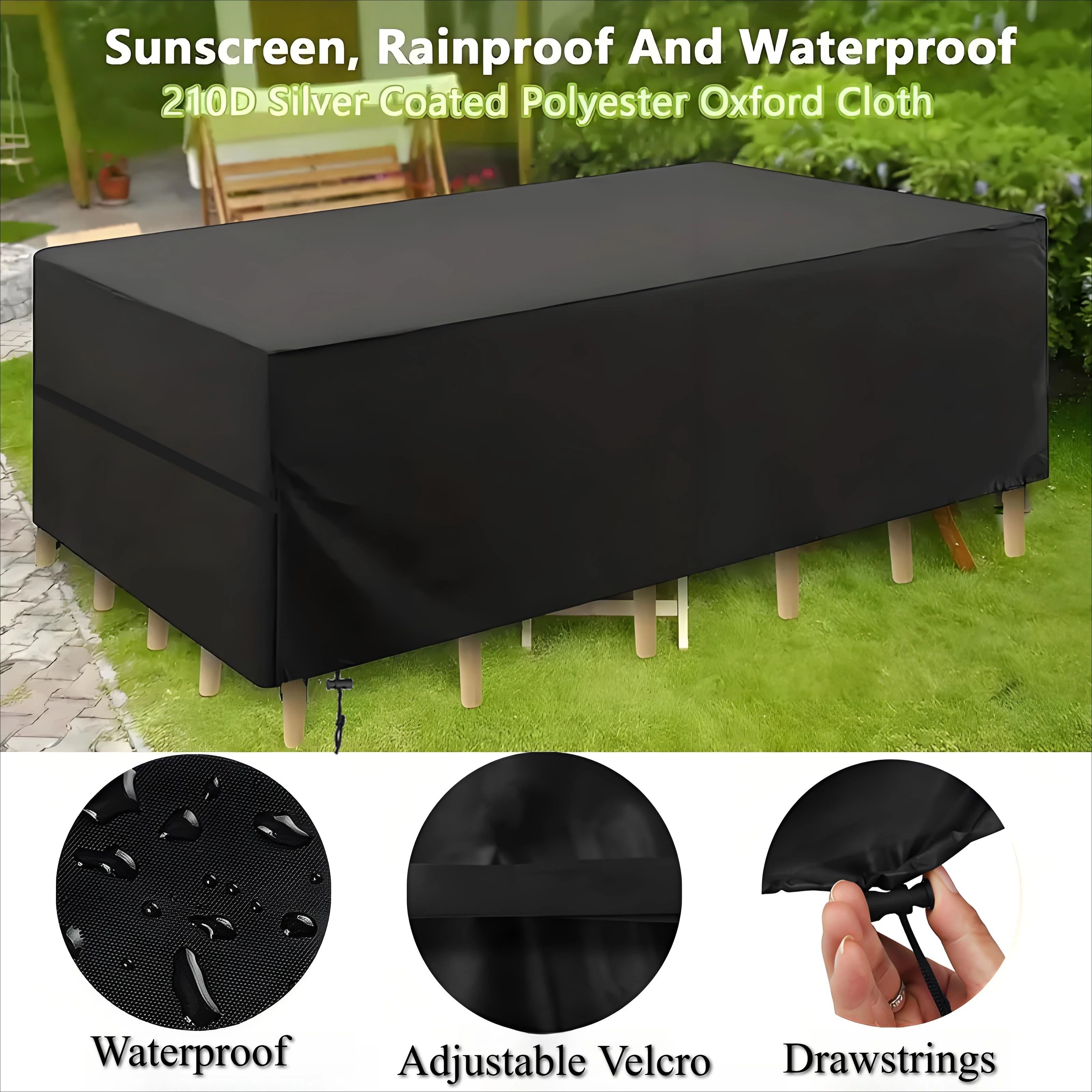 Garden Furniture Cover Waterproof And Windproof UV Block 210D Oxford Cloth Protective Cover for Garden Table