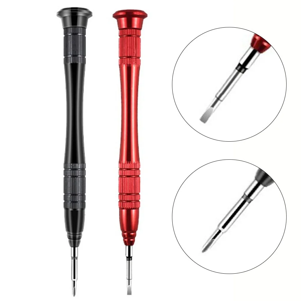 1pc/2pcs 2mm Magnetic Slotted And Cross Screwdriver Precision Screwdriver Set Balck/red Alloy Steel Tool For Glasses Watches