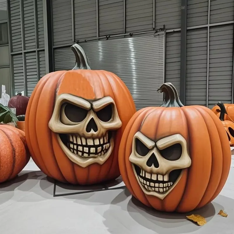 Durable fiberglass pumpkin, skeleton design, haunted house and pumpkin farm decoration
