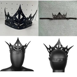Woman's Y2K Headpiece Steampunk Era PU Crown Gothic Faux Leather Punk Headcrown Halloween Cosplay Accessery Adjustable Size