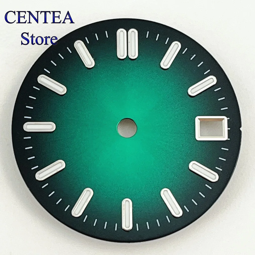 Richus 29Mm Steriele Wijzerplaat Zwart/Blauw/Groen Horloge Wijzerplaat Lichtgevende Fit Nh35 Beweging Fit 3 Uur Kroon 3.8 Uur Kroon