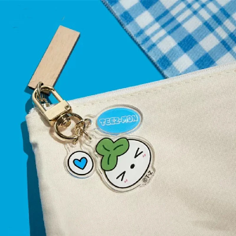 

KPOP ATEEZ Keychain Acrylic Cartoon Printed Keyring Pendant Backpack Decorative Student supplies Fans Collectible Gift