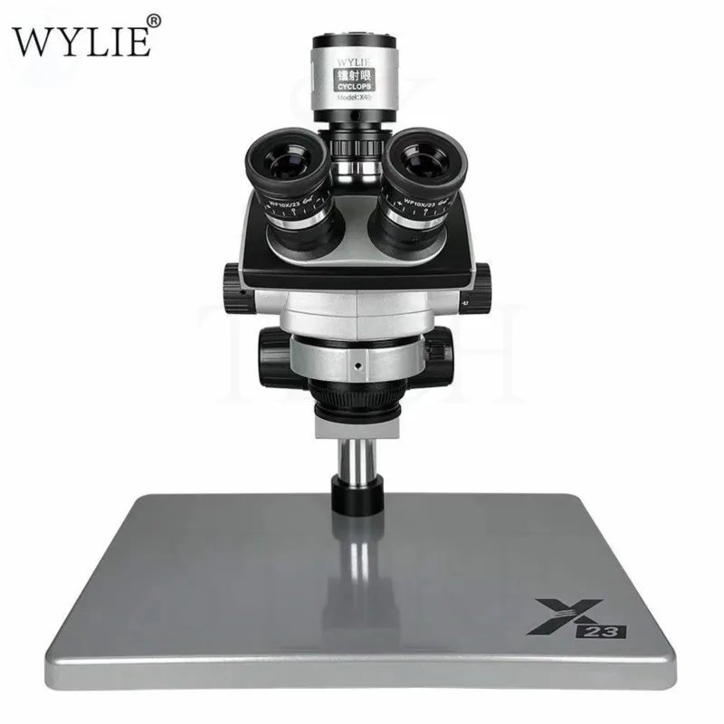 

Wylie X23 Zoom Professional Trinocular Stereo Microscope HD Laser Eye Cyclops X40 X80 Camera For Mobile Phone Repair Tools