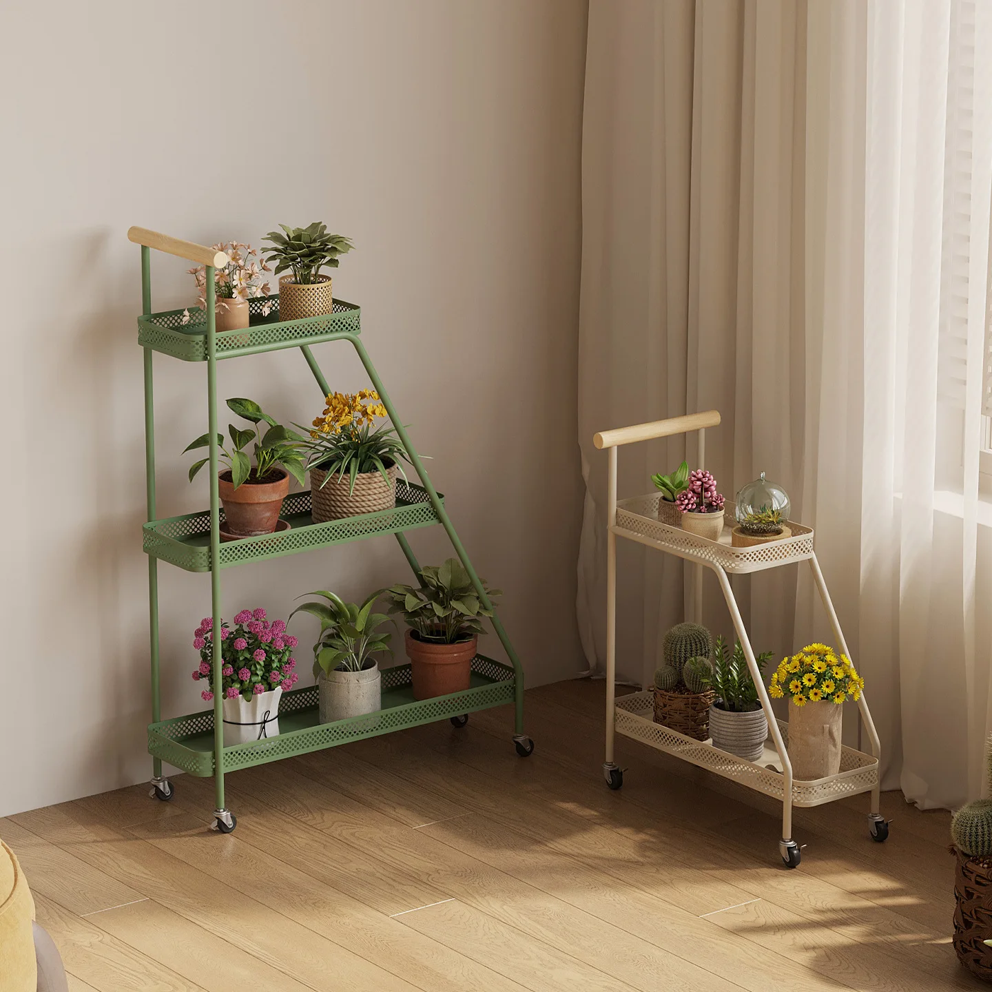 Flower stand movable balcony floor-to-ceiling wrought iron succulent flower pot shelf household stepped dill flower stand