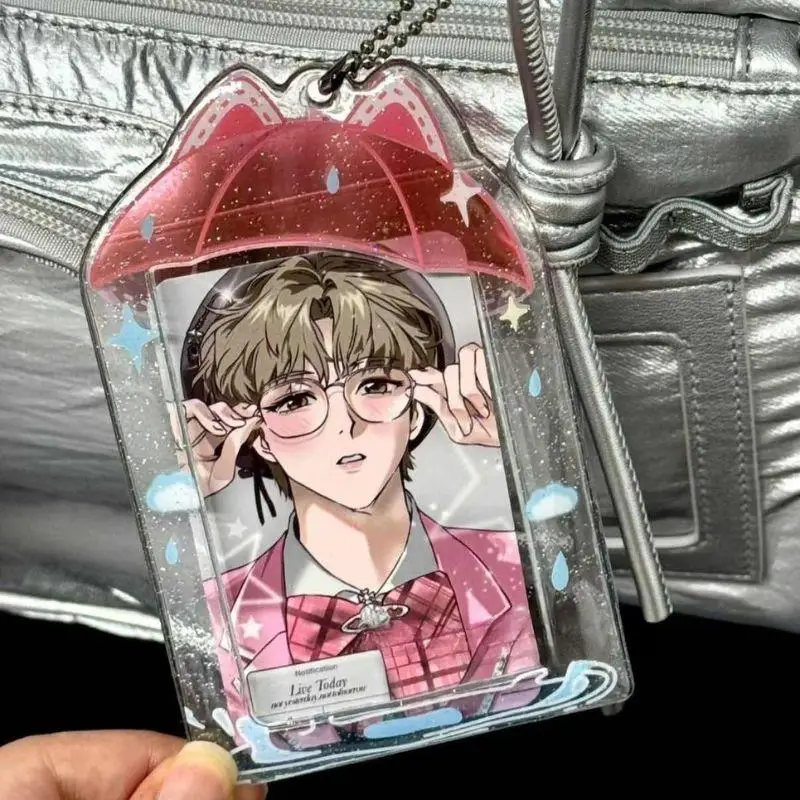 Soporte para sesión fotográfica de acrílico con paraguas INS, soporte para tarjetas de fotos transparente Kpop de 3 pulgadas, bolsa colgante, papelería escolar, fundas para tarjetas fotográficas Y2K