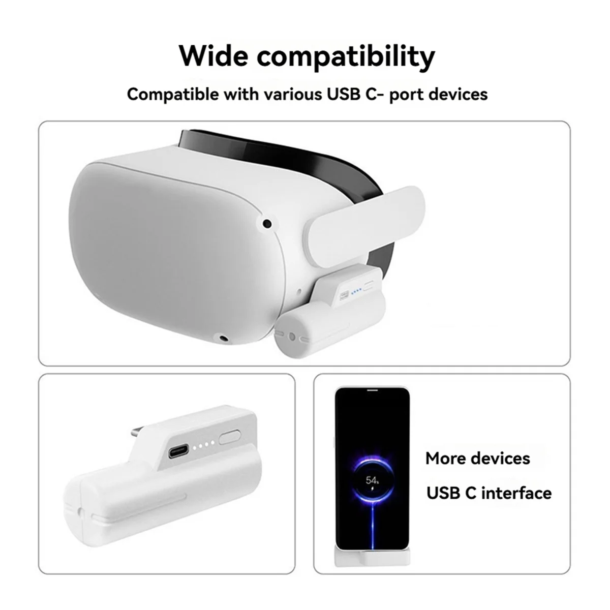 

AA91 VR Power Bank Battery Design Headset Rechargeable Battery Pack with Type-C Port for Oculus Quest 2 Headset Accessories
