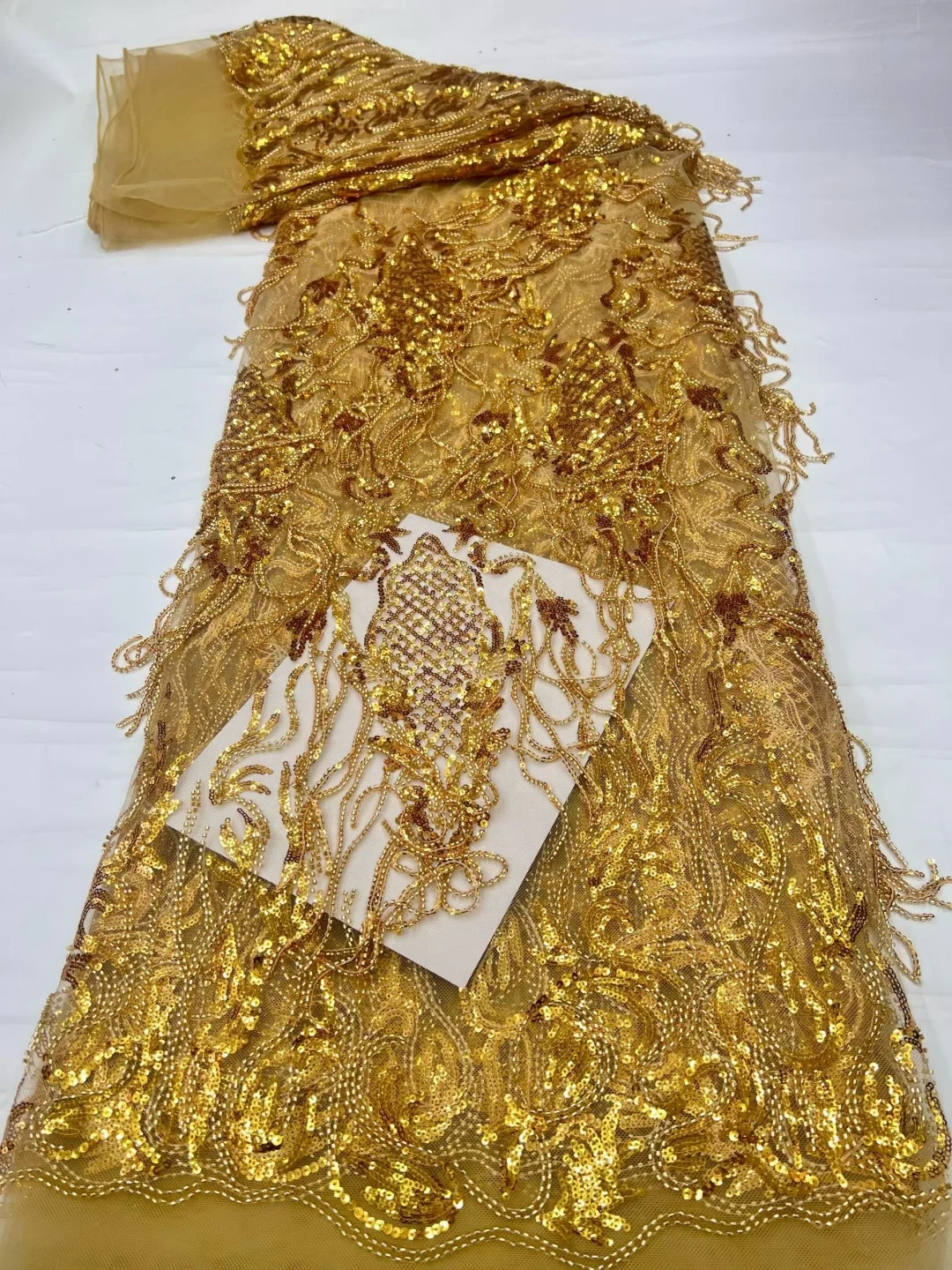 French African Tassels Lace Fabric 2026 Beaded High Quality Embroidery For Women Wedding Dress Nigerian Sequin Lace Fabric