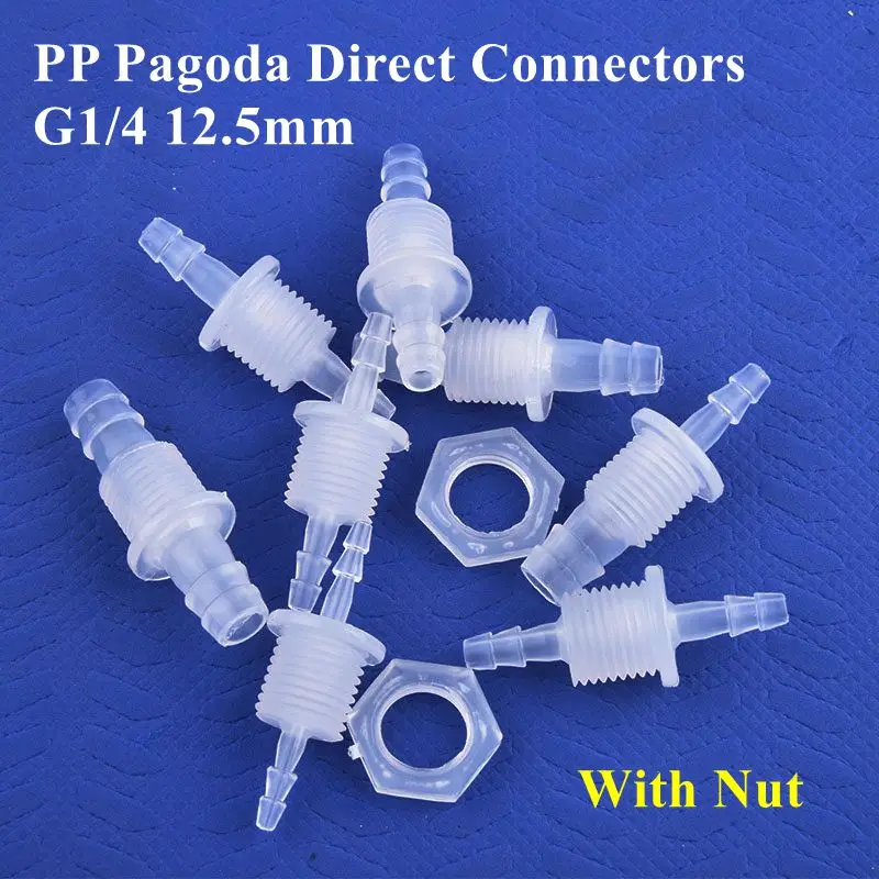 Hex Nut G1/4 12.5mm PP Pagoda Direct Connectors Aquarium Fish Tank Air Pump Adapter Garden Irrigation Water Hose Joint 5~200Pcs