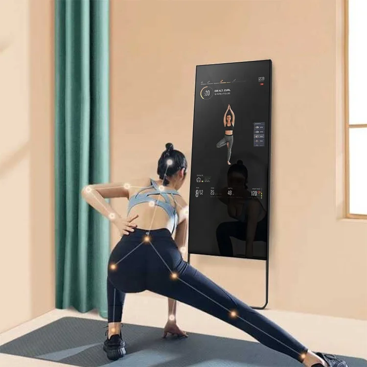 43inch Intelligent Home Using Fitness Mirror Wall Mounted Floor Standing Interactive Gym Smart Mirror Android TV Mirror