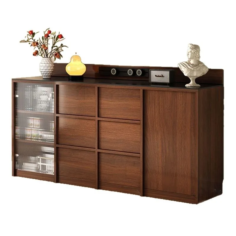 Solid wood bone line dining side cabinet, integrated locker against the wall for household living room tea bar