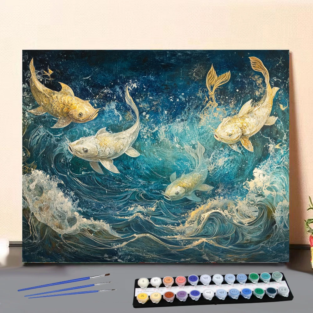 

Картина по номерам Карп в воде Цифровая картина ручной работы для взрослых и детей Подарочное украшение стены D