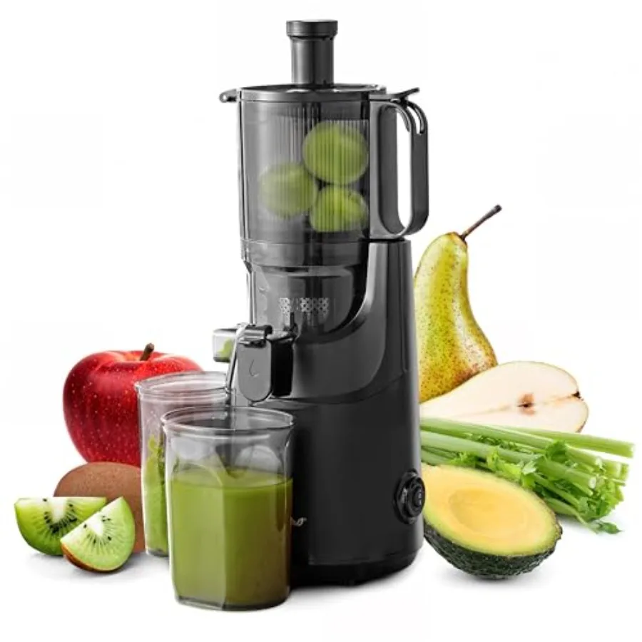 

EJX320 Big Mouth Whole Fruit 5.2 Self-Feeding Chute Cold Press Masticating Slow Juice Extractor Hands-Free Less Prep Easy to Cl