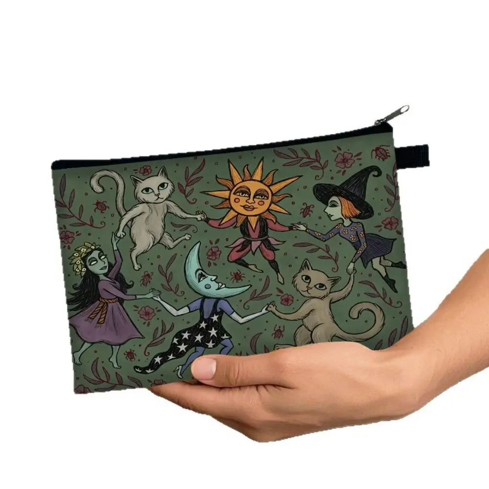 New Cat and Moon Design Makeup Bag Trendy Durable Storage Bag Portable Forest Bag Gift Zipper Toiletry Bag Travel Organizer