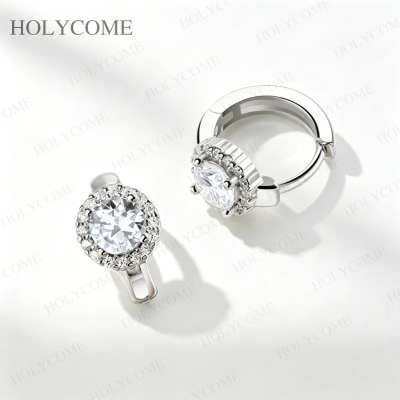0.5ct 1ct D Color Moissanite Hoop Earrings Women Gift S925 Sterling Silver Round Bag Earring Wedding Bridal Jewelry Wholesale