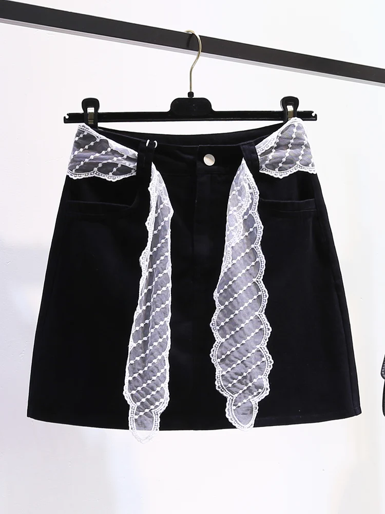 2025, Frühling und Sommer, dünner, amerikanischer Stil, Spicy Girl Cowboy, halblanger Rock für Damen, hohe Taille, A-Linie, kurzer Rock