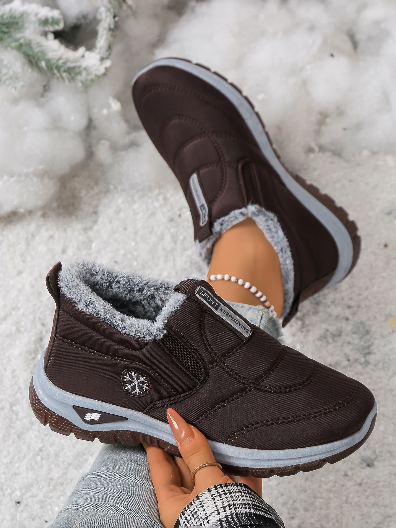 Damenstiefel, leichte Damenschuhe, bequeme Damen-Freizeitschuhe mit weicher Sohle und dickem Fleecefutter, Schuhe mit kostenlosem Versand – Detail 22