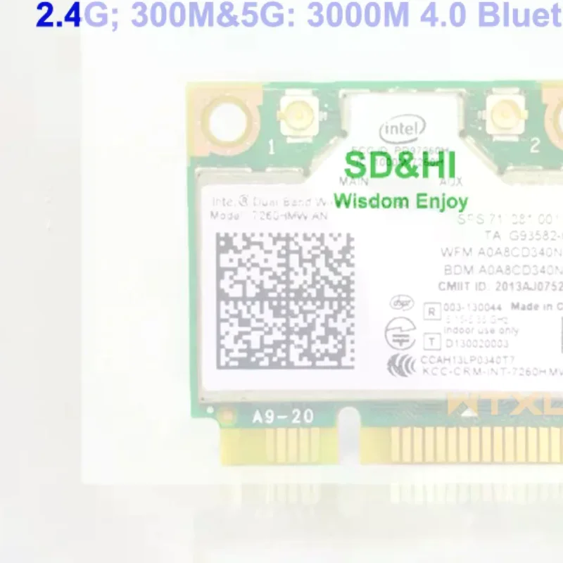 1pc Mini PCI-E Dual-Band 2.4G/5Ghz Wireless Network Card Ac 7260 7260HMW Bluetooth 4.0 802.11a/b/g/n