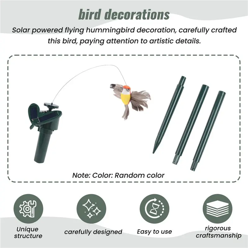 [NEWA64Z!】 Solar Powered Flying Bird, Solar Or Battery Powered Realistic Birds Garden Decor For Outdoor, Yard Durable Easy Insta
