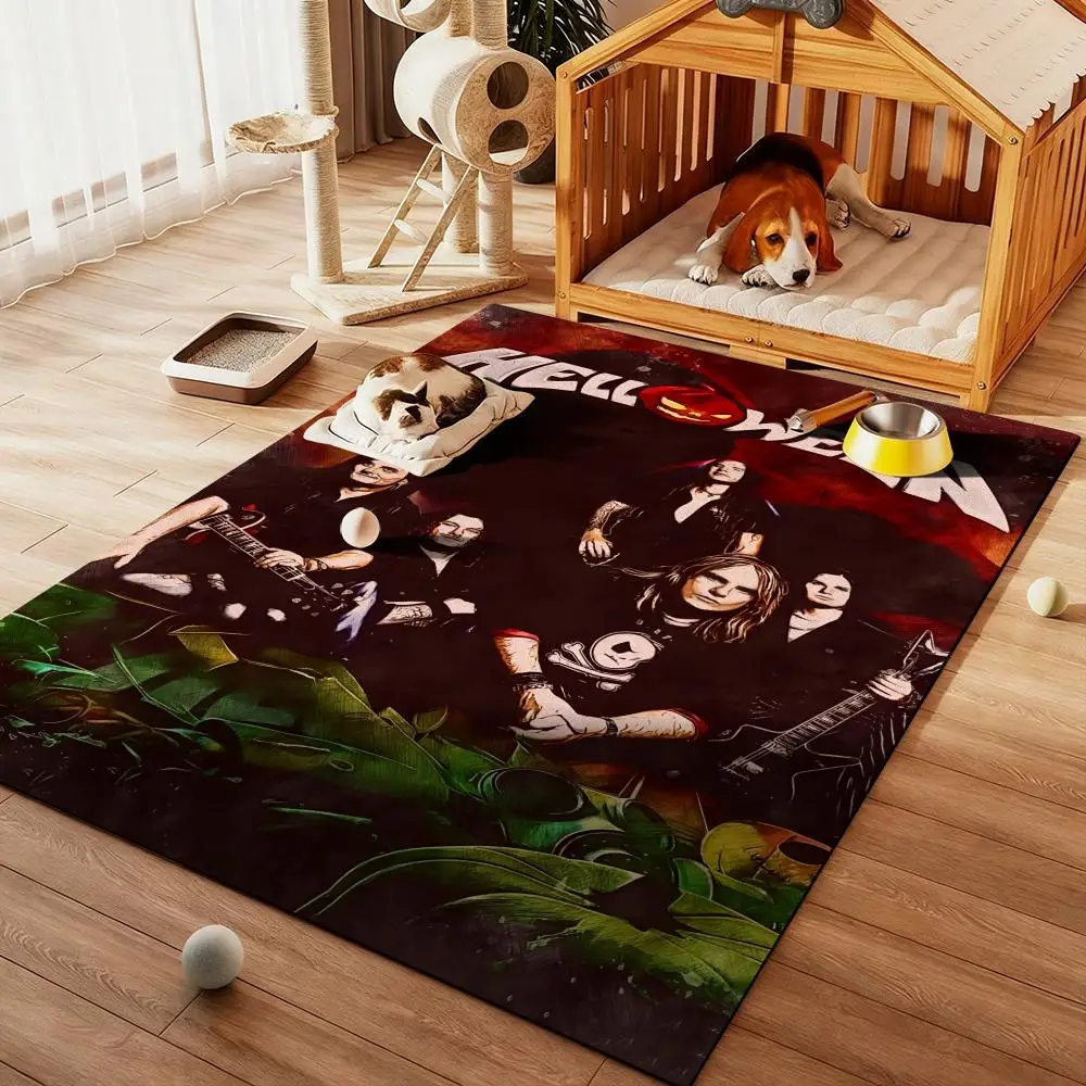 

H-HELLOWEENS Heavy Rock Band Floor Mat Diatom Bath Mat Absorbent Quick Dry Non-Slip TPR Backing Soft Plush Draining Rugs