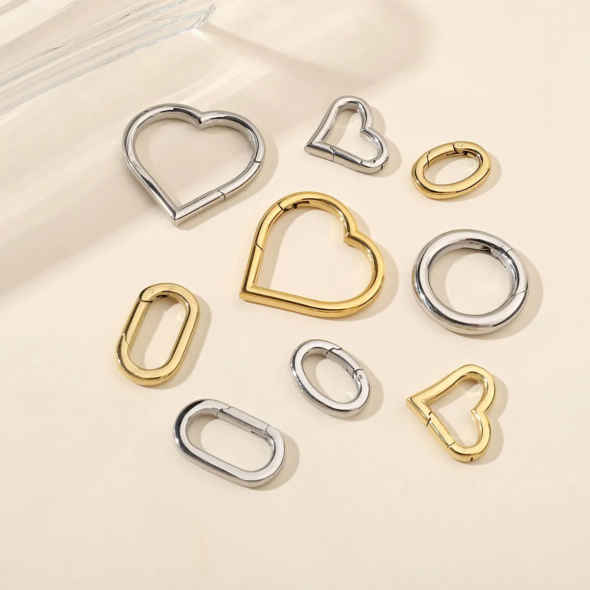 3Pcs/Lot Stainless Steel Heart Round Buckle Connectors For DIY  Making  Bracelet Necklace Jewelry