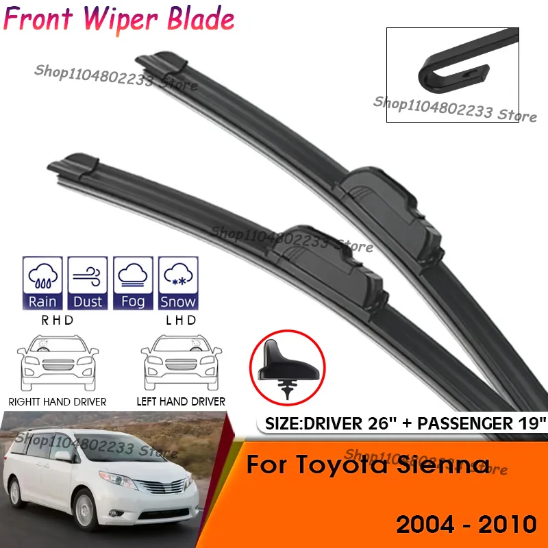 

Front Car Windshield Wiper Cleaning Blades For Toyota Sienna 2004-2010 Windshield Windscreen Front Window Blades 26"+19"