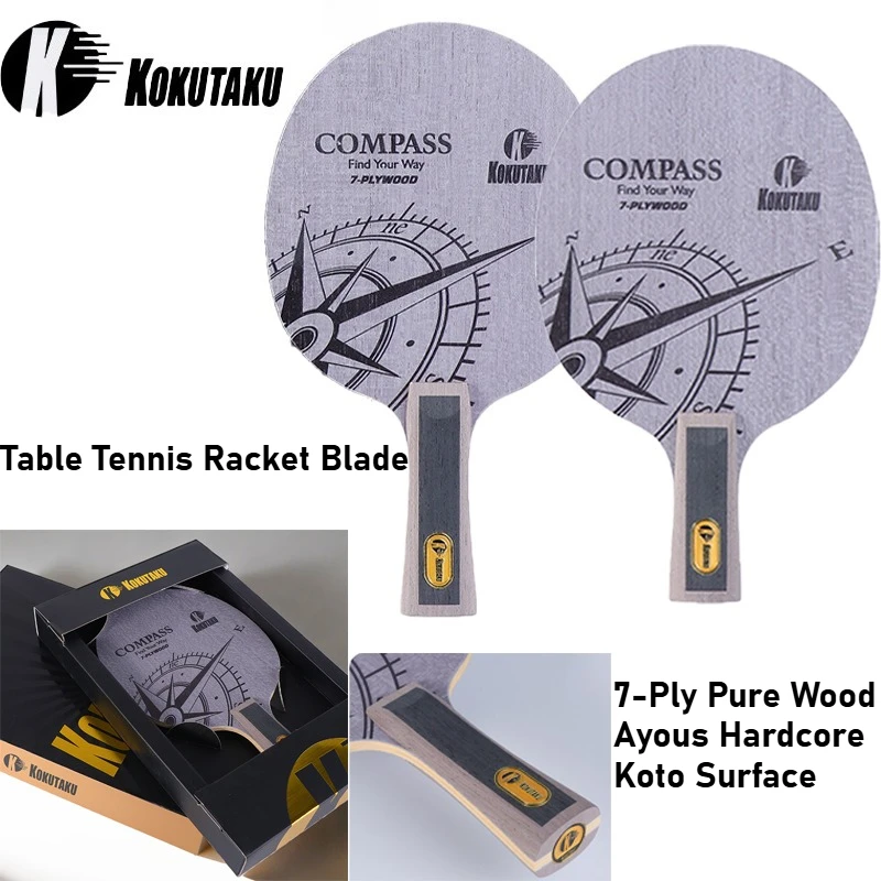 

KOKUTAKU COMPASS Ping Pong Racket Blade 7 Layers Pure Wood Koto Face Professional Table Tennis Paddle for Fast Attack Loop Drive