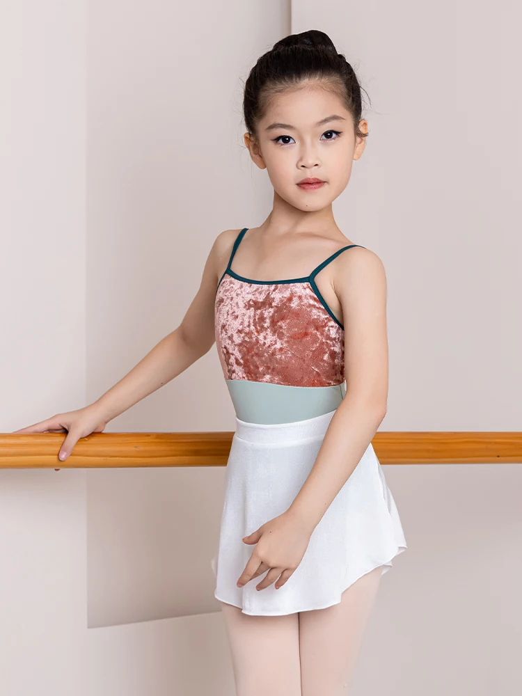 New Children's Elegant Dance Costume Girls' Suspender Training Costume Ballet Ethnic Dance Gymnastics Leotard Sleeveless