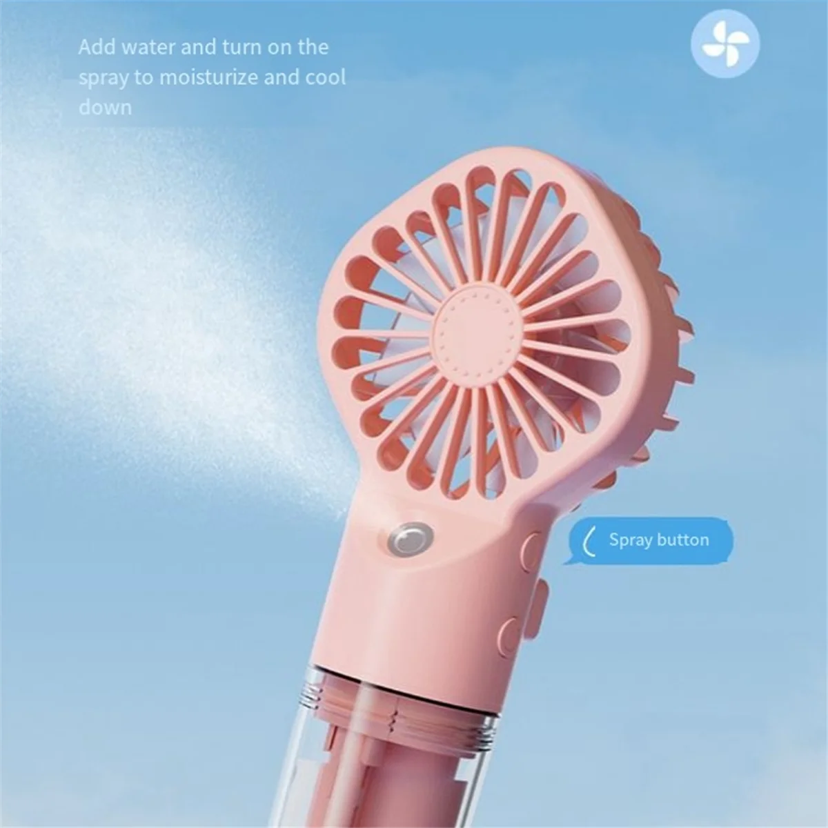 พัดลมมือถือแบบพกพาพัดลมหมอกน้ําหอพักนักเรียนพัดลมมินิฤดูร้อนอุปกรณ์เครื่องมือทําความเย็นกลางแจ้ง,สีขาว