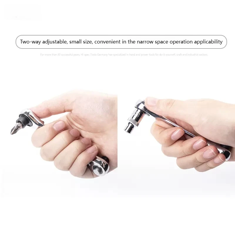 Socket ratchet wrench + screwdriver bit ratchet wrench 2-in-1, small size, suitable for narrow working environment hand tools