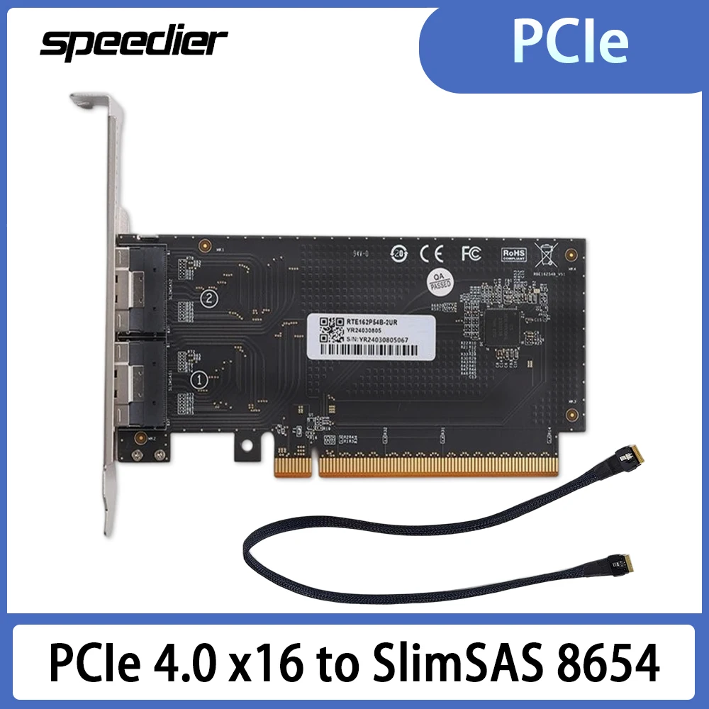 PCIe 4.0 X16 To SlimSAS 8654 Rear Half-height Adapter Card 8654 To 16x Base Plate Backplane Graphics Card External Riser Stand