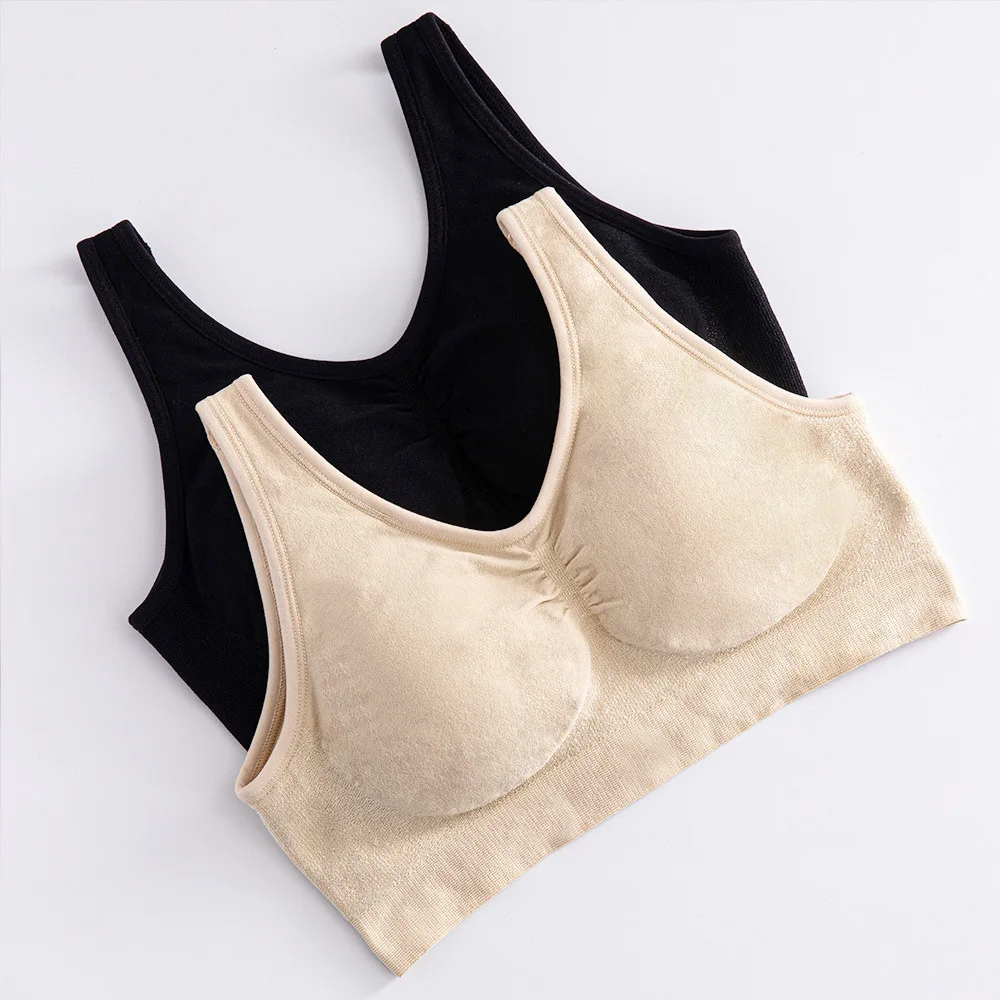 Large size bright silk small vest body shaping bra without underwire women's big chest without trace