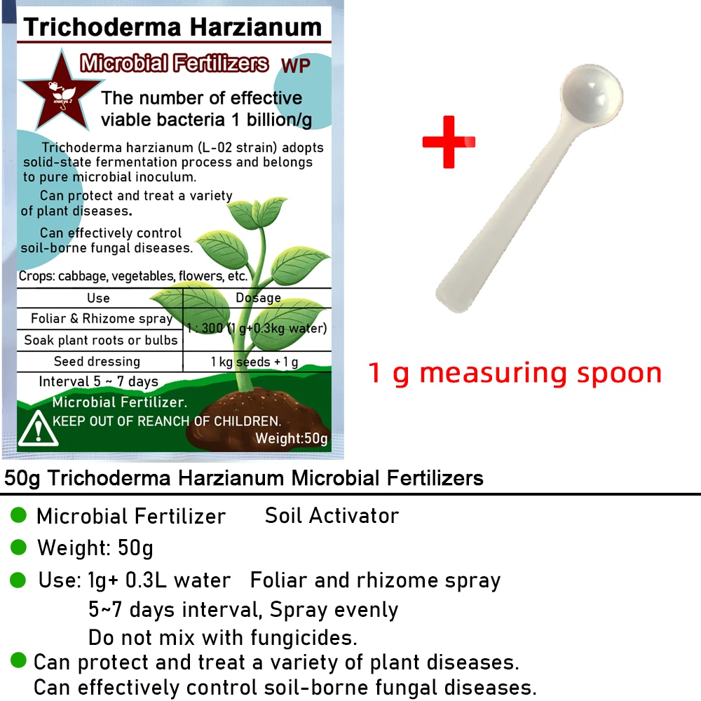 Trichoderma Harzianum-hongos microscópicos para el suelo, fertilizante microbio versátil, protege las plantas para el jardín, 50g