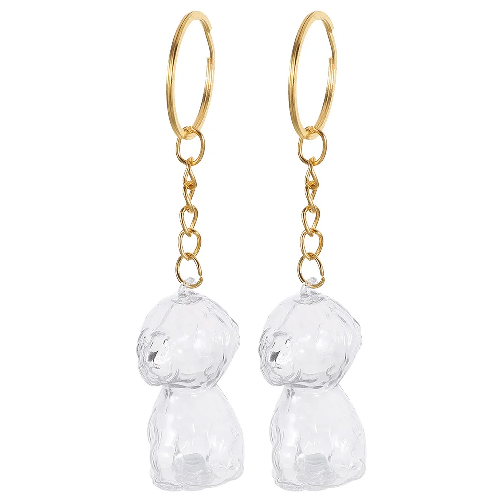 

2Pcs Dog Hair Keepsake Transparent Design Pet Memorial Bag Charm Keychain Dog Remembrance Gift Holder Key Fob Pet Souvenir Box