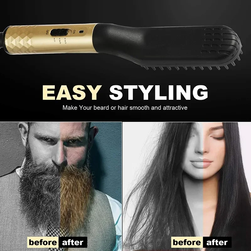 Professionelle Haar Kamm Pinsel Bart Haarglätter Multifunktionale Haar Glättung Kamm Haar Curler Schnelle Heizung Styling Werkzeuge – Detail 1